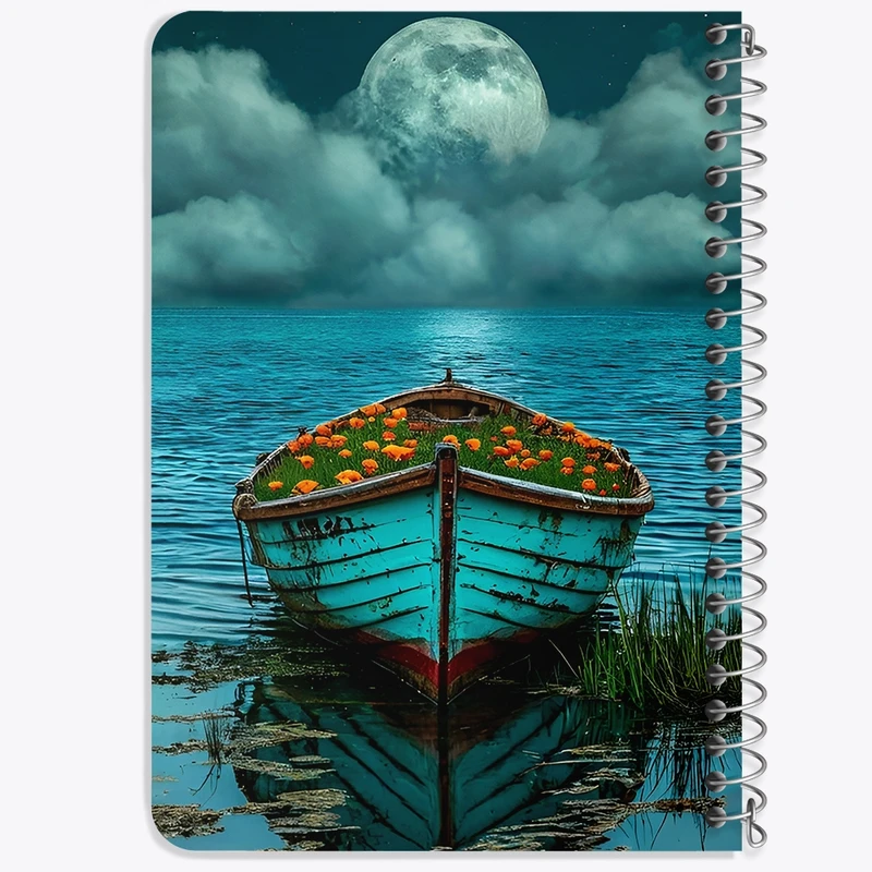 دفتر یادداشت 50 برگ خندالو طرح قایق گل و دریا کد F12805