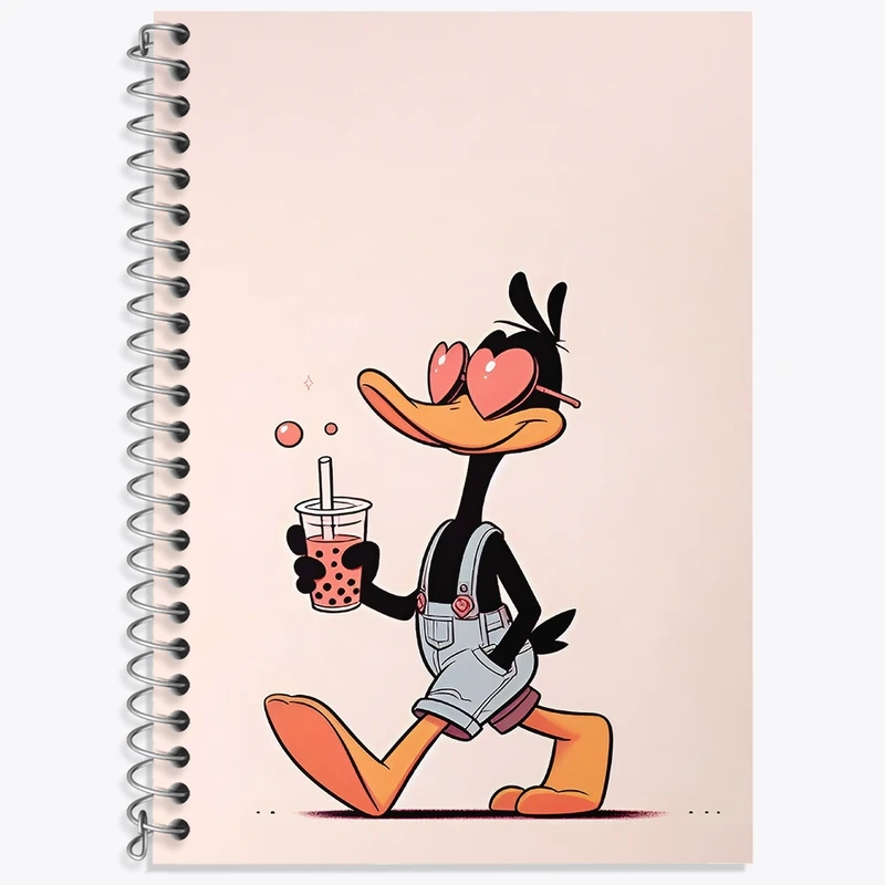 دفتر زبان 50 برگ خندالو مدل سه خط طرح دافی داک کد F3291