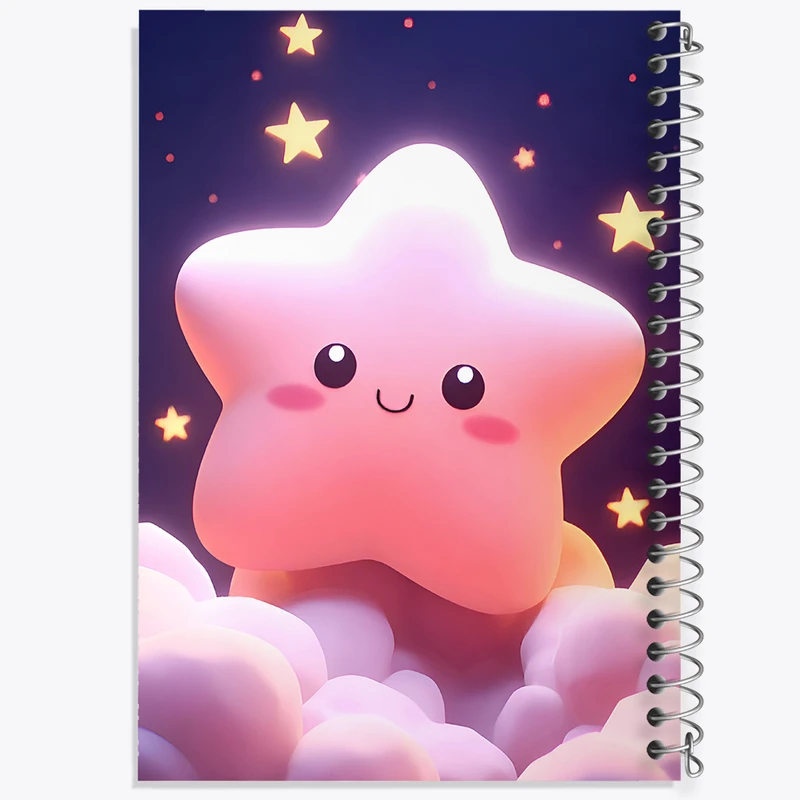 دفتر مشق 50 برگ خندالو طرح ستاره صورتی کد F9582