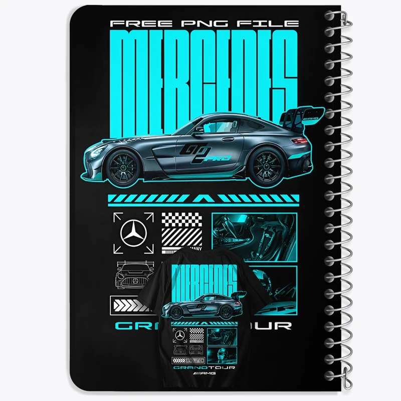 دفتر یادداشت 50 برگ خندالو طرح مرسدس بنز (Mercedes Benz -AMG GT2) کد F13737