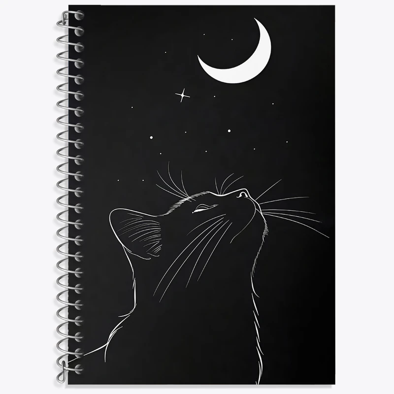 دفتر زبان 50 برگ خندالو طرح گربه و ماه کد F3822