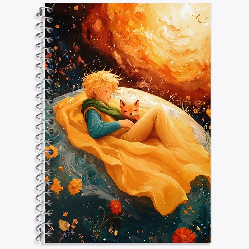 دفتر زبان 50 برگ خندالو مدل سه خط طرح شازده کوچولو کد F8879