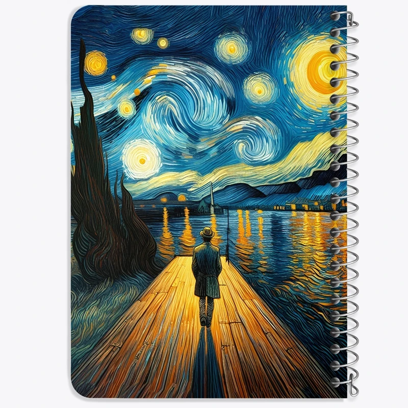دفتر یادداشت 50 برگ خندالو طرح شب پر ستاره کد F5098
