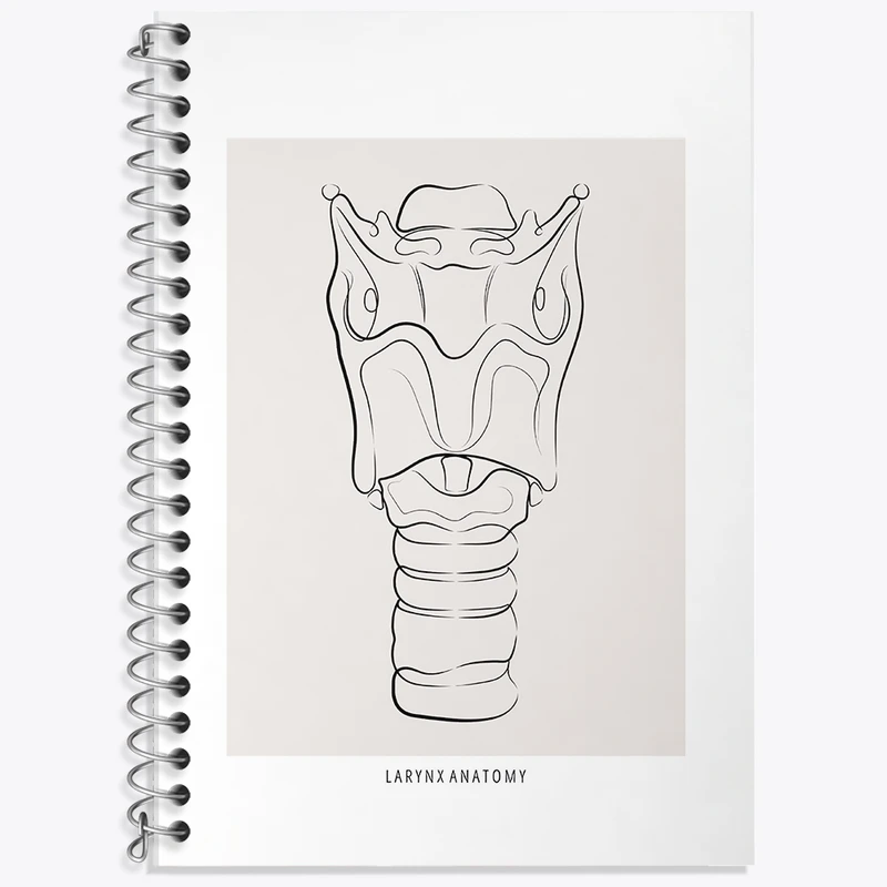 دفتر زبان 50 برگ خندالو مدل سه خط طرح آناتومی حنجره (Larynx Anatomy) کد F13908