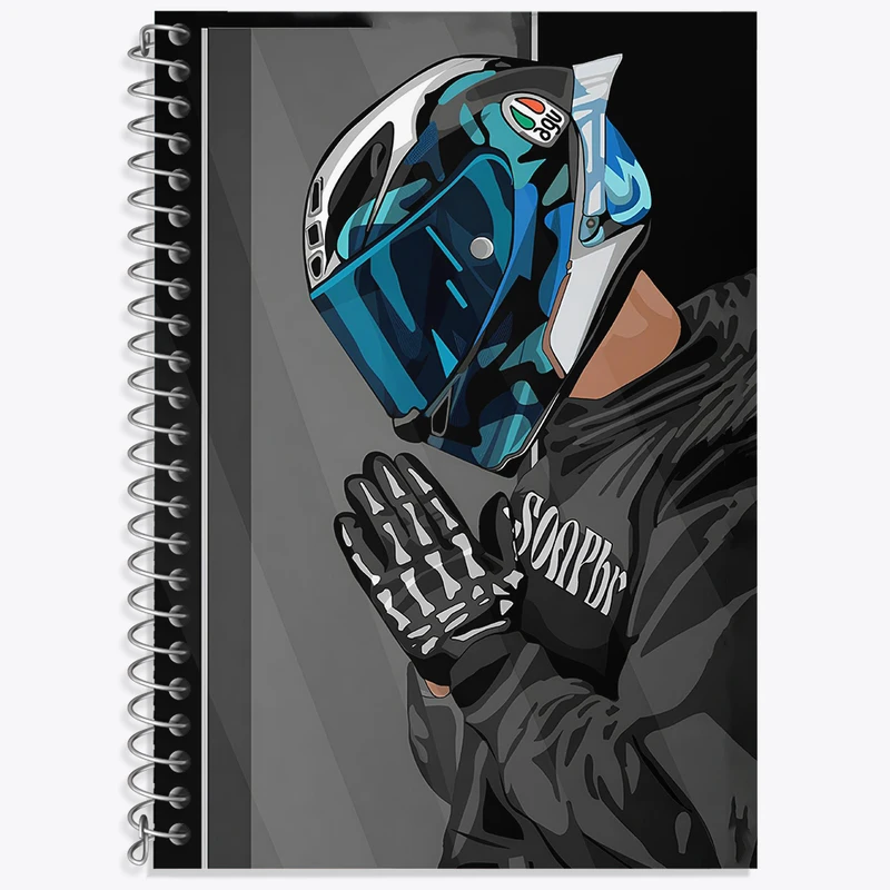 دفتر زبان دوخط 50 برگ خندالو طرح پسر و کلاه کاسکت کد F3011