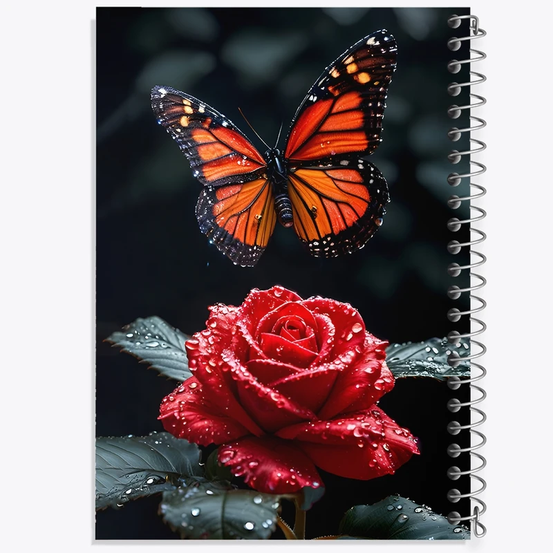 دفتر طراحی 50 برگ خندالو طرح گل رز و پروانه کد F12030