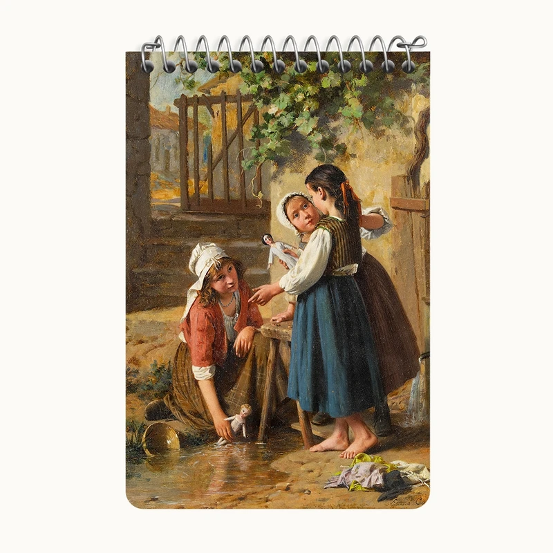 دفتر یادداشت 50 برگ خندالو طرح نقاشی روز حمام عروسک اثر پیر ژان ادموند کستان کد F12367