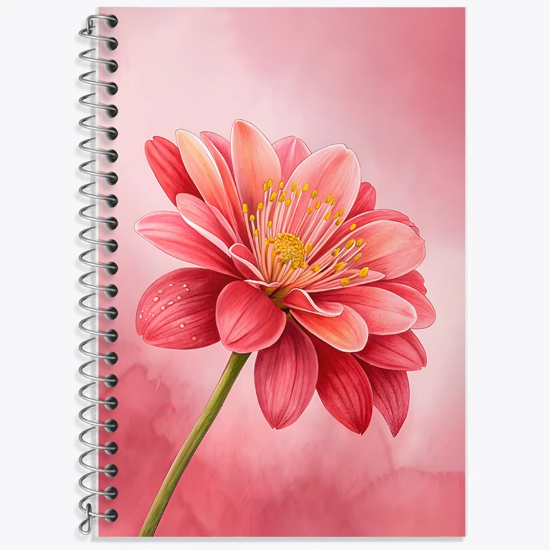 دفتر زبان 50 برگ خندالو مدل دو خط طرح گل داوودی کد F11629