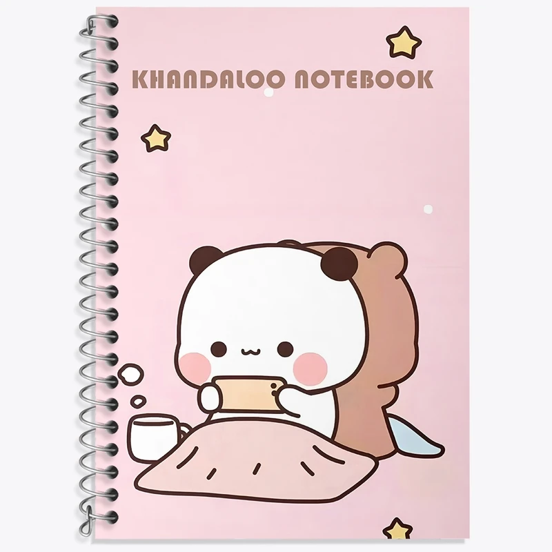 دفتر زبان 50 برگ خندالو مدل سه خط طرح پاندا و خرس بامزه کد N6189