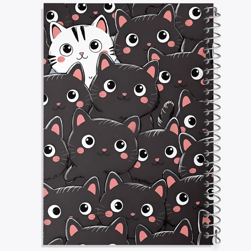 دفتر ژورنال نویسی 50 برگ خندالو مدل نقطه ای طرح پترن گربه های کیوت کد N7104
