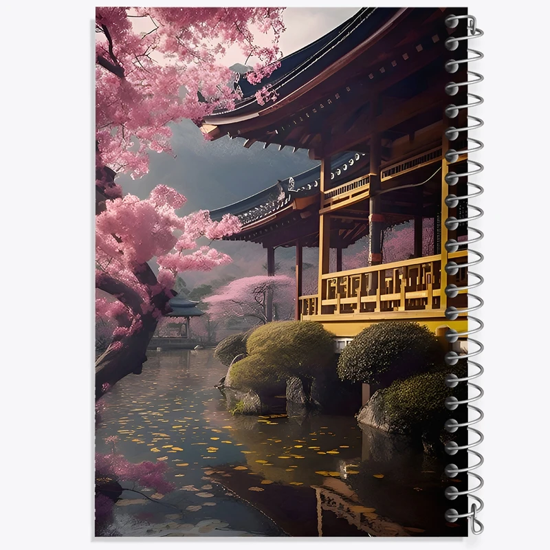 دفتر طراحی 50 برگ خندالو طرح کلبه ژاپنی کد F9964