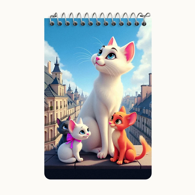 دفتر یادداشت 50 برگ خندالو طرح خانواده ی گربه ای کد F12640