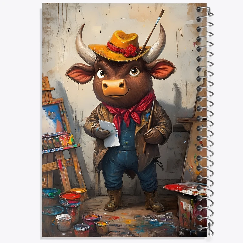 دفتر شطرنجی 50 برگ خندالو طرح گاو نقاش کد F11654