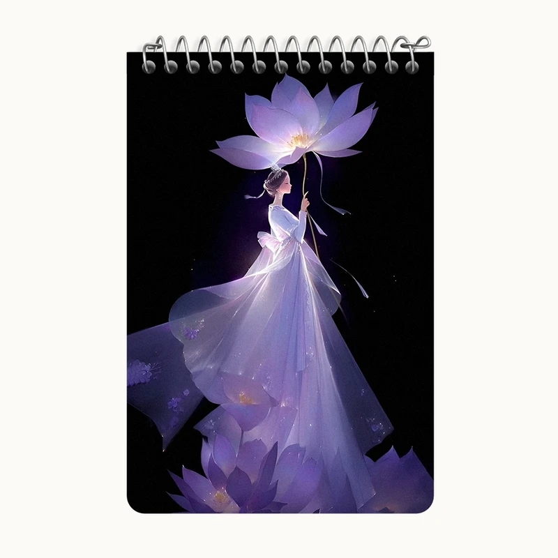 دفتر یادداشت 50 برگ خندالو طرح زن و گل نیلوفر کد F7286