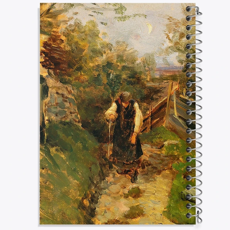 دفتر طراحی 50 برگ خندالو طرح نقاشی زن دهقانی در حال بازگشت به خانه اثر اولگا ویزینگر کد F12476