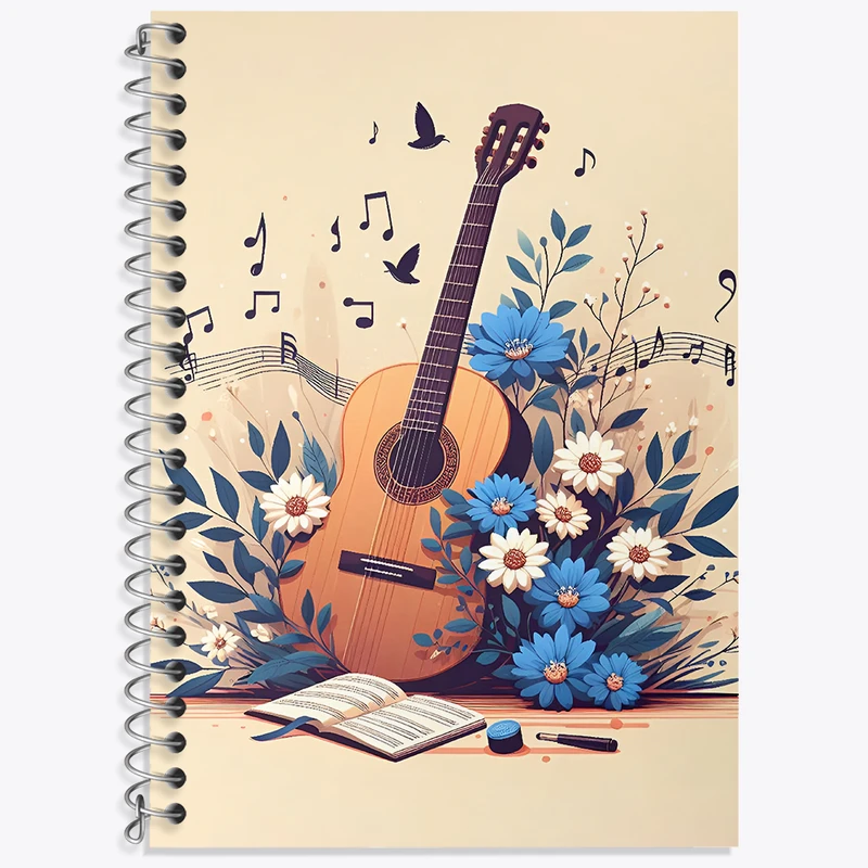 دفتر زبان 50 برگ خندالو مدل دو خط طرح گیتار (Guitar) کد N8093