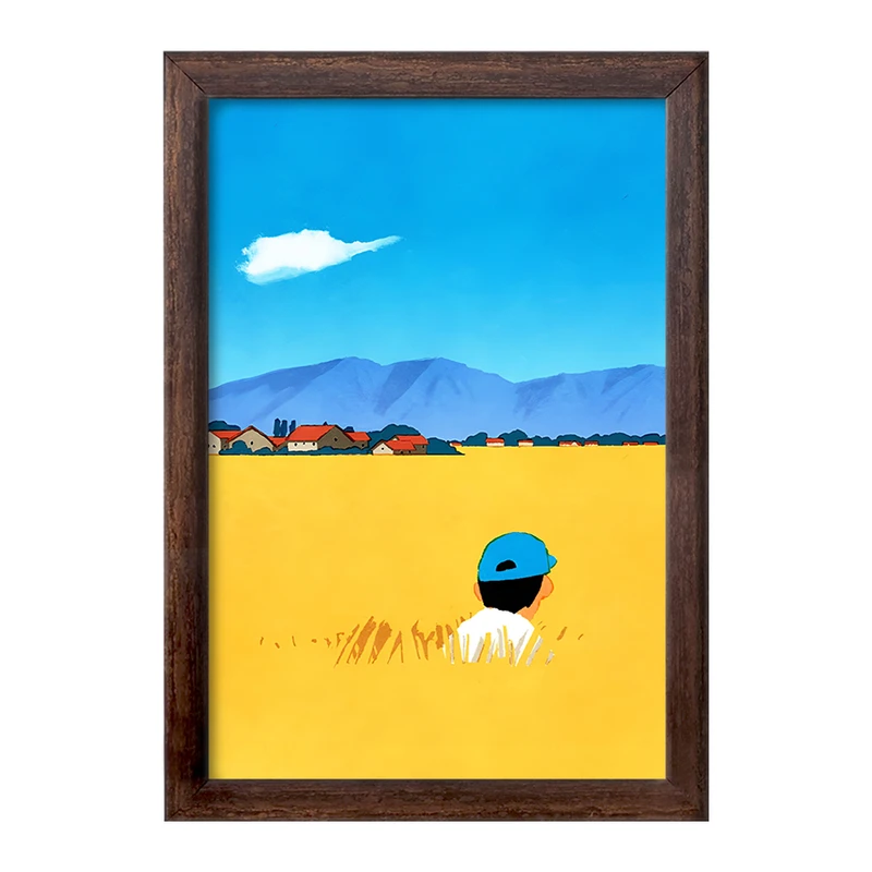 تابلو خندالو طرح پسر و گندم زار کد F8814