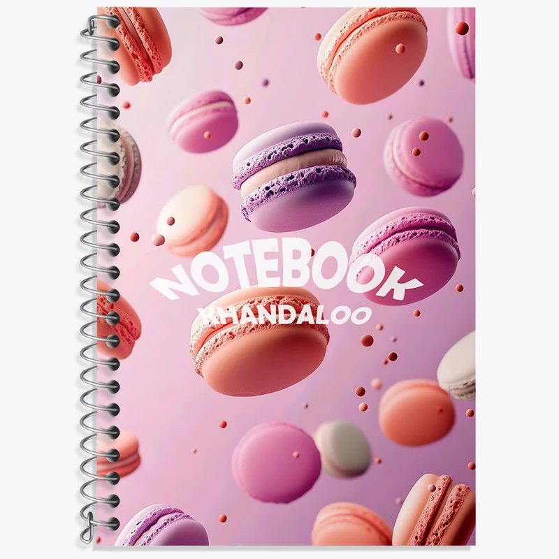 دفتر زبان 50 برگ خندالو مدل دو خط طرح پترن ماکارون (Macarons) کد N7643