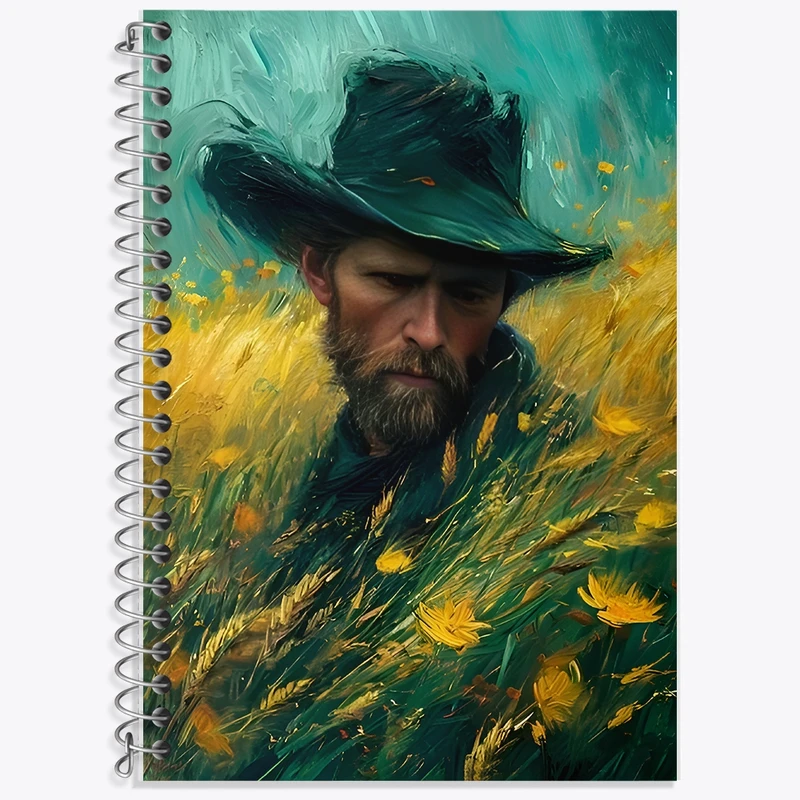 دفتر زبان 50 برگ خندالو مدل سه خط طرح مرد در گندم زار کد F12590