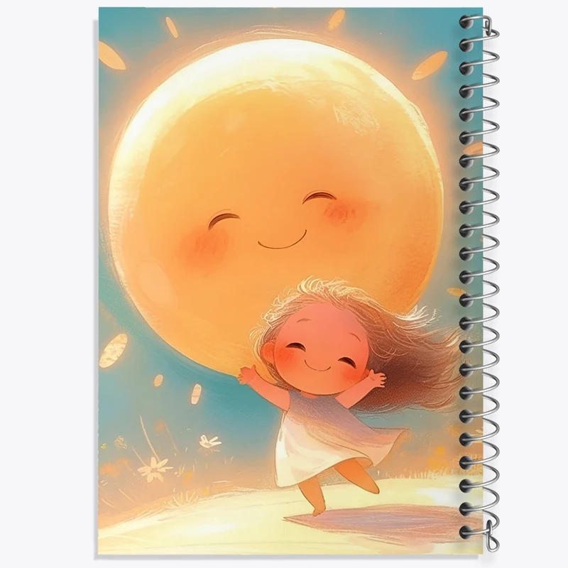 دفتر طراحی 50 برگ خندالو طرح دختر بامزه و خورشید کد F13703