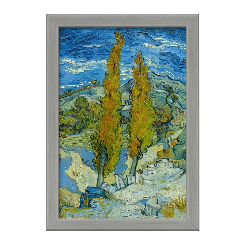 تابلو خندالو طرح نقاشی دو صنوبر در آلپیل نزدیک سن رمی اثر ونسان ونگوگ کد F12430