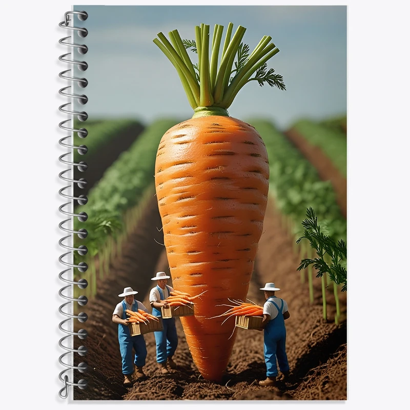 دفتر زبان 50 برگ خندالو مدل سه خط طرح مزرعه هویج کد F12601