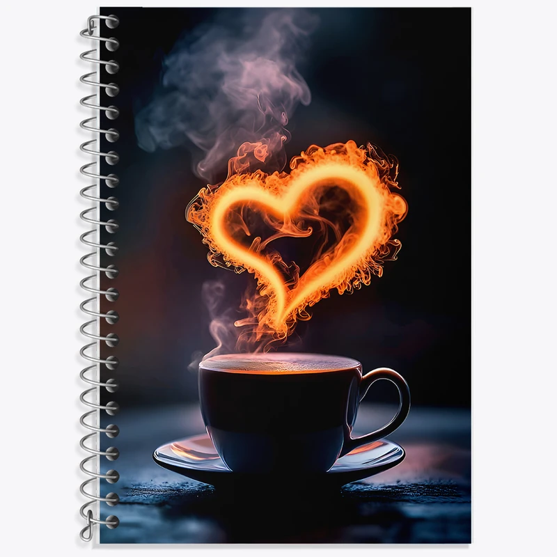 دفتر زبان دوخط 50 برگ خندالو طرح فنجان و بخار قلبی کد F12879