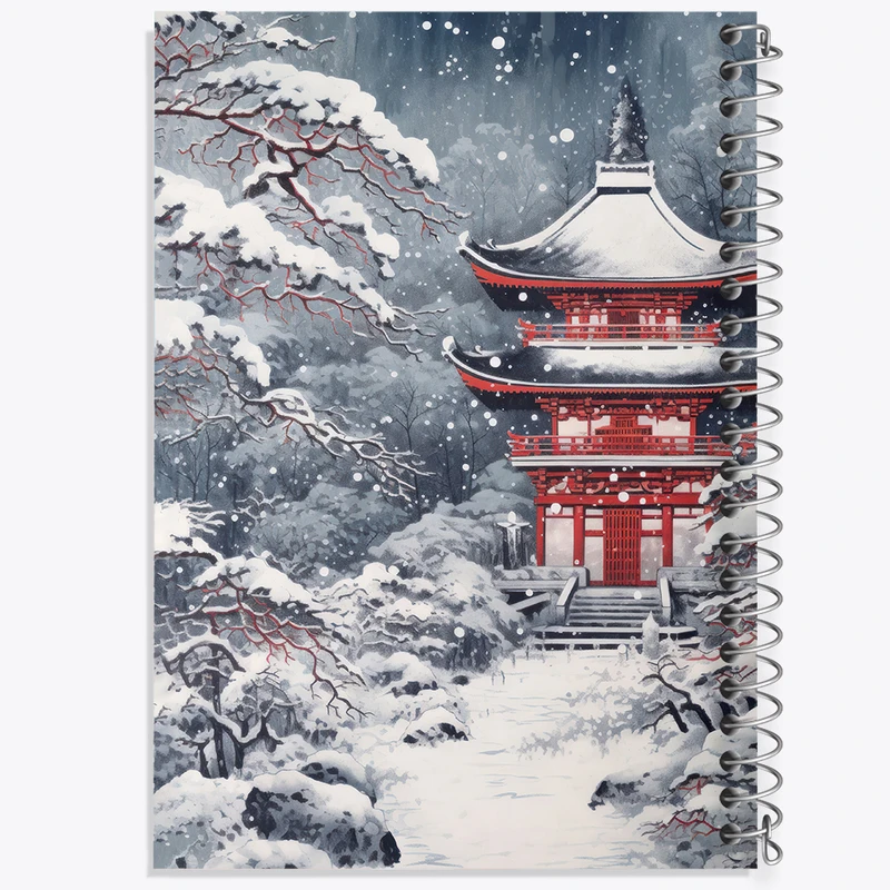 دفتر مشق 50 برگ خندالو طرح خانه ی ژاپنی برفی کد F3570