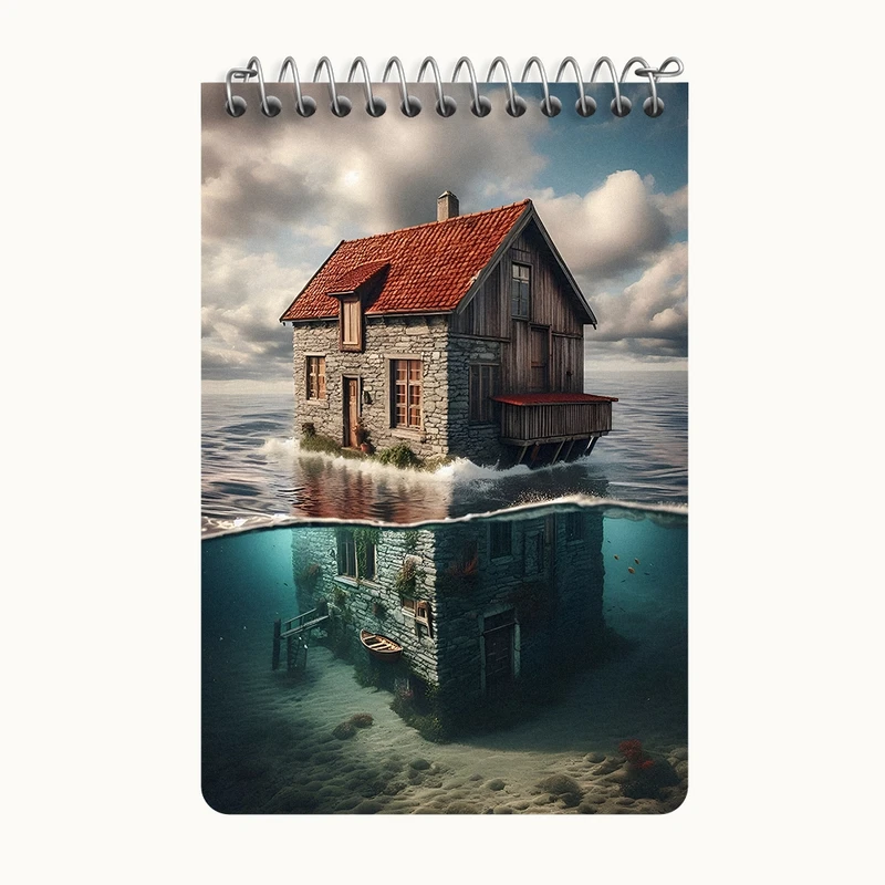دفتر یادداشت 50 برگ خندالو طرح خانه ی روی آب کد F6211