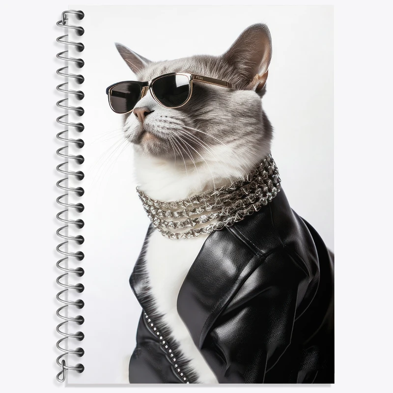 دفتر زبان 50 برگ خندالو مدل سه خط طرح گربه بامزه کد F3112