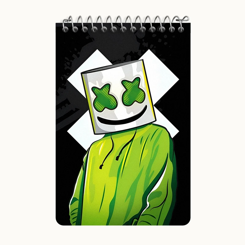 دفتر یادداشت 50 برگ خندالو طرح کریستوفر کامستاک (Marshmello) کد F12005