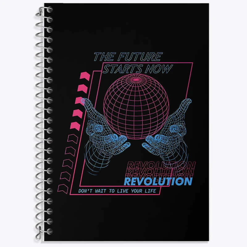 دفتر زبان دوخط 50 برگ خندالو طرح The Future Starts Now کد F10655