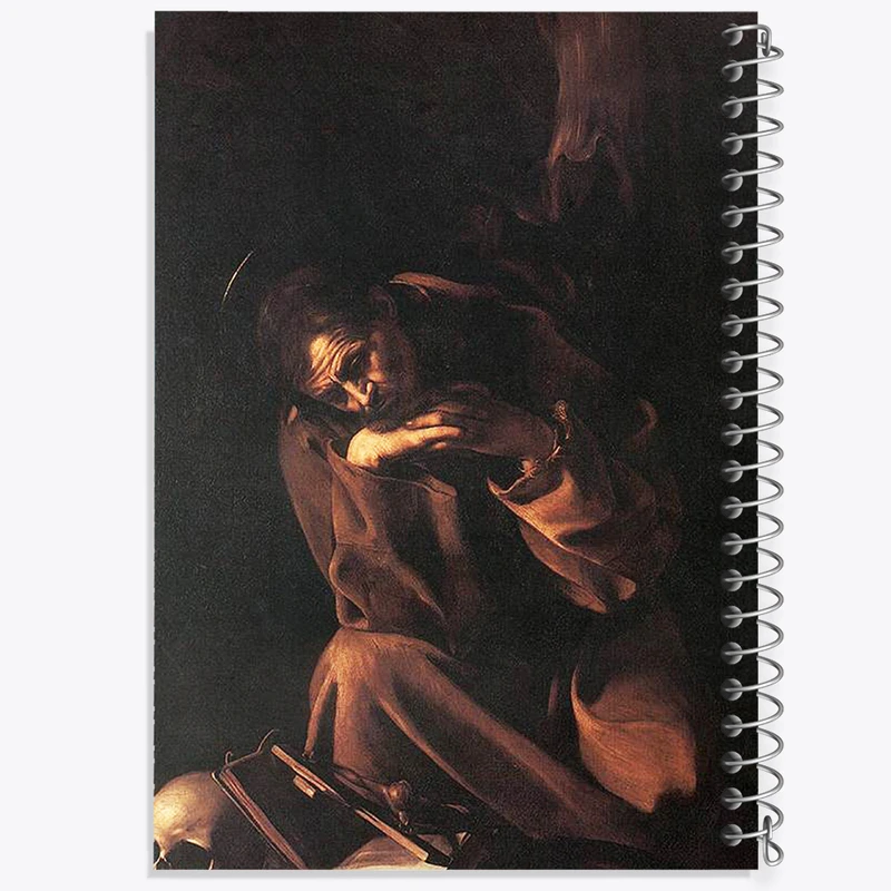 دفتر مشق 100 برگ خندالو طرح نقاشی سنت فرانسیس در حال مراقبه اثر کاراواجو کد F12411