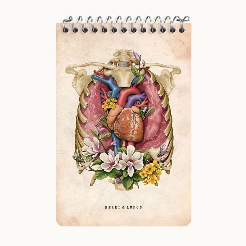 دفتر یادداشت 50 برگ خندالو طرح قلب و ریه‌ ها (Heart And Lungs) کد F13966