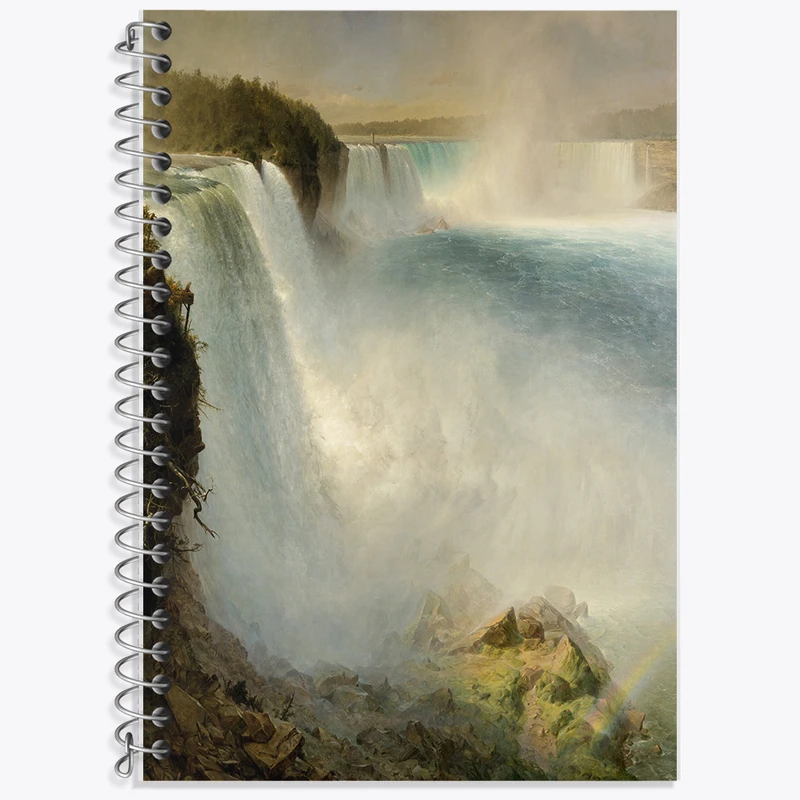 دفتر زبان 50 برگ خندالو مدل دو خط طرح نقاشی آبشار نیاگارا اثر فردریک ادوین چرچ کد F12369