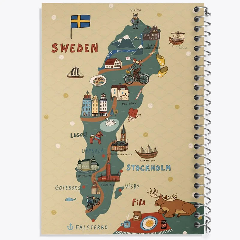 دفتر مشق 50 برگ خندالو طرح سوئد (Sweden) کد F14361