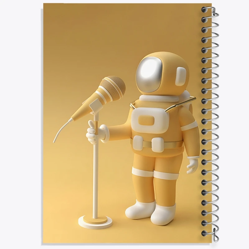 دفتر ژورنال نویسی 50 برگ خندالو مدل نقطه ای طرح فضانورد خواننده کد N6778