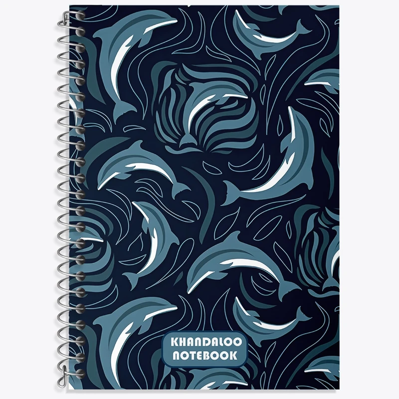 دفتر زبان 50 برگ خندالو مدل سه خط طرح پترن دلفین کد N6098