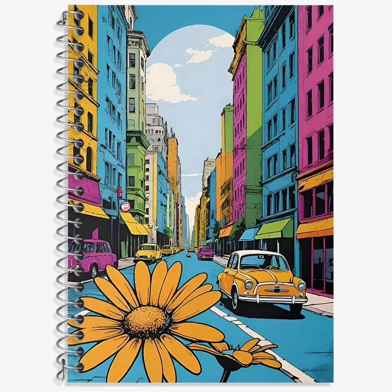 دفتر زبان دوخط 50 برگ خندالو طرح شهر رنگی کد N7307