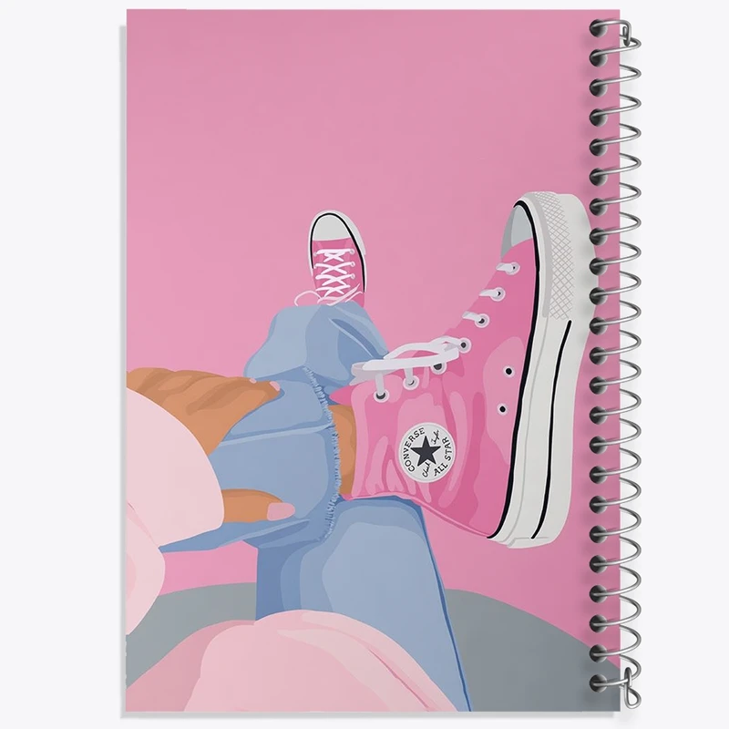 دفتر طراحی 50 برگ خندالو طرح کانورس صورتی کد F3007