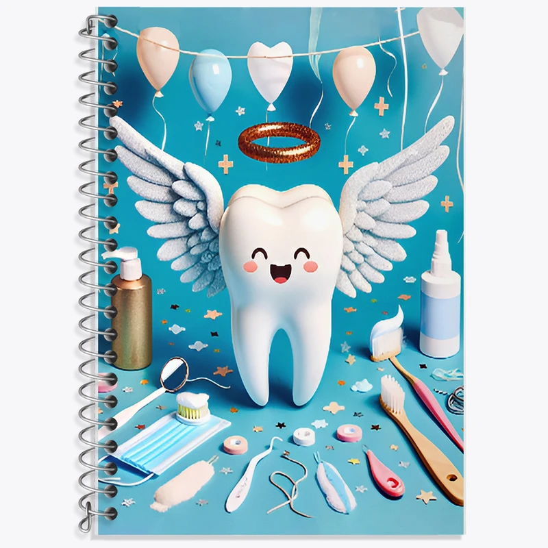 دفتر زبان 50 برگ خندالو مدل دو خط طرح دندان و دندان پزشکی کودکانه کد F9821