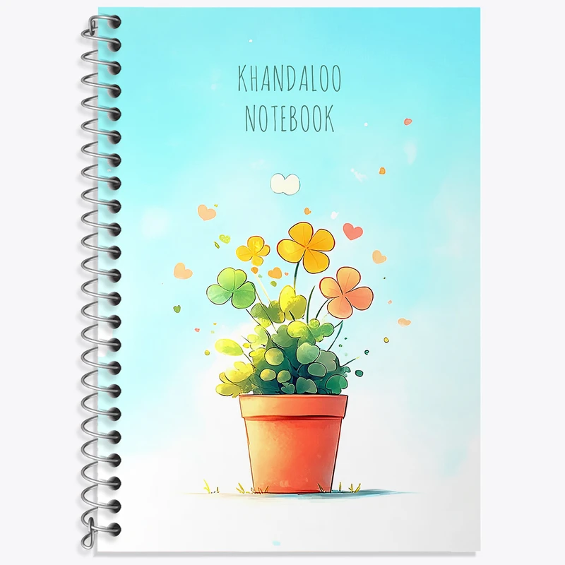 دفتر زبان 50 برگ خندالو طرح گلدان گل کد N9398