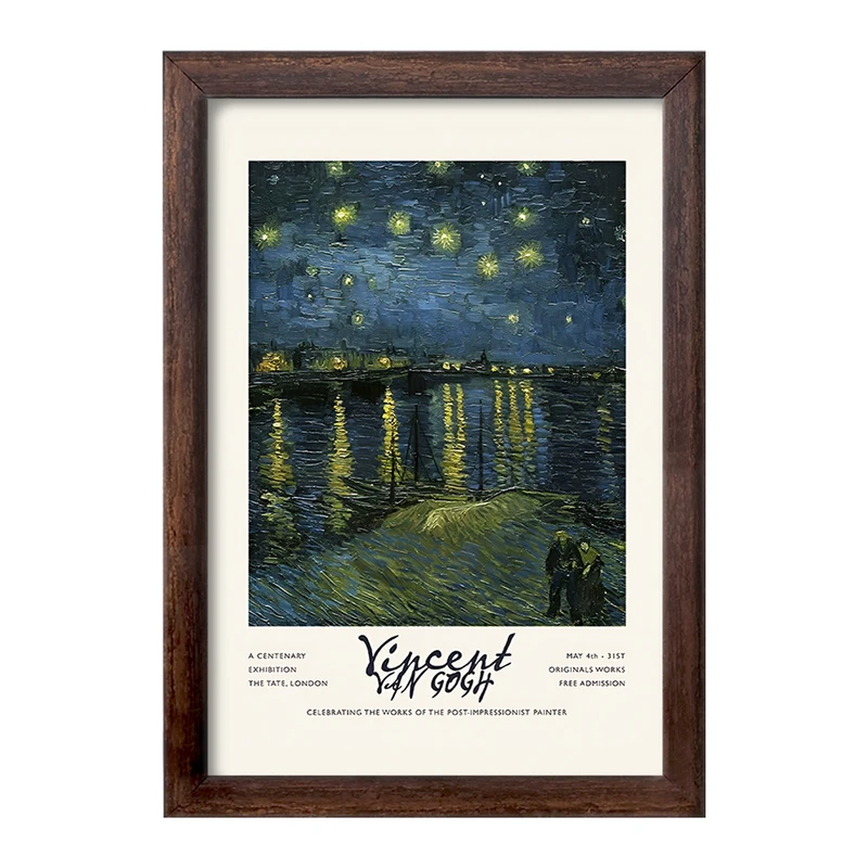 تابلو خندالو طرح شب پرستاره برفراز رن ونسان ونگوگ کد F13889