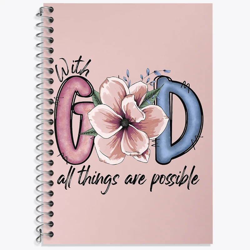 دفتر زبان 50 برگ خندالو مدل دو خط طرح With God All Things Are Possible کد N6946