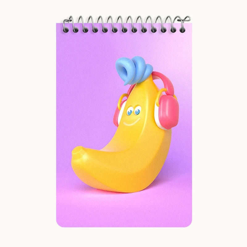 دفتر یادداشت 50 برگ خندالو طرح موز بامزه کد F3359