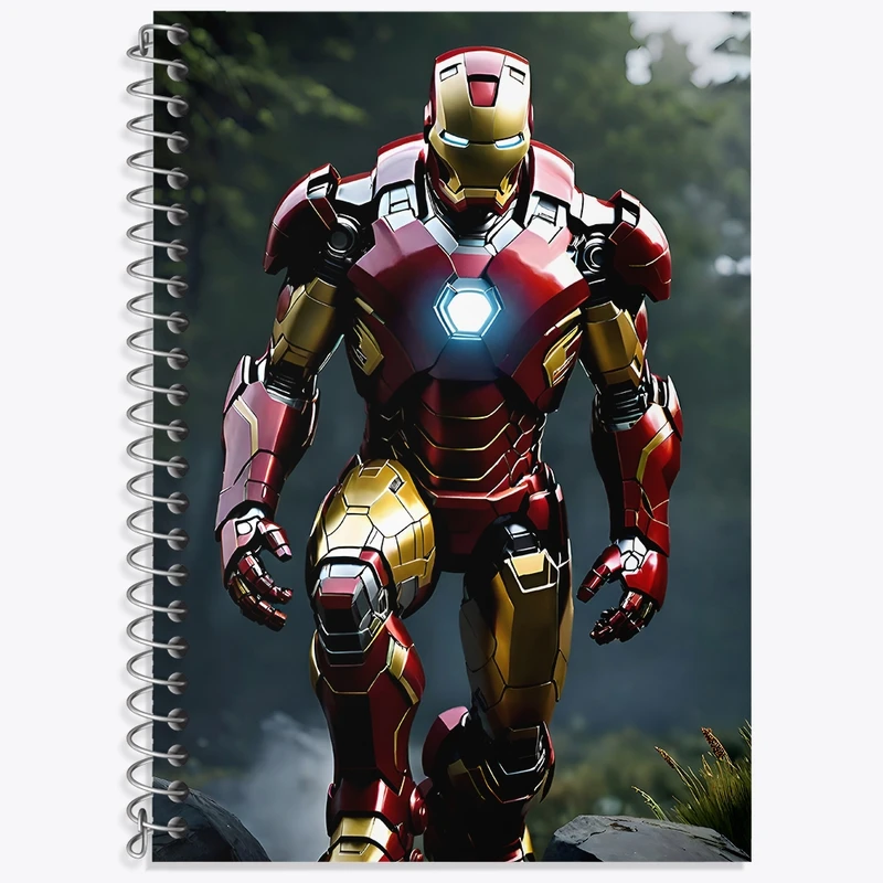 دفتر زبان 50 برگ خندالو مدل سه خط طرح مرد آهنی مارول (Marvel) کد F4992