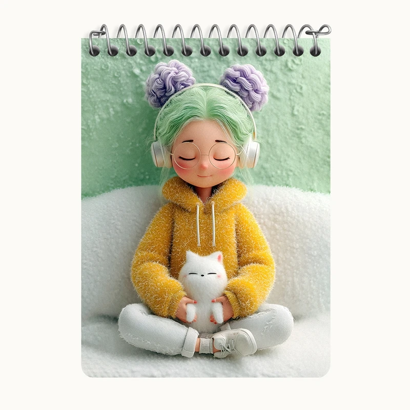 دفتر یادداشت 50 برگ خندالو طرح دخترانه بامزه کد N8358