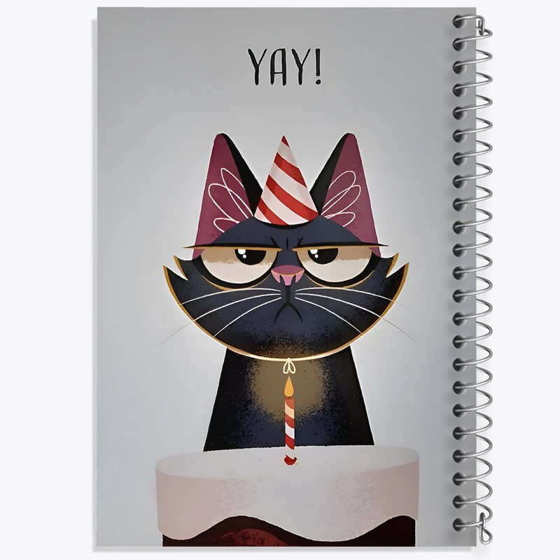 دفتر طراحی 50 برگ خندالو طرح گربه متولد کد F12828