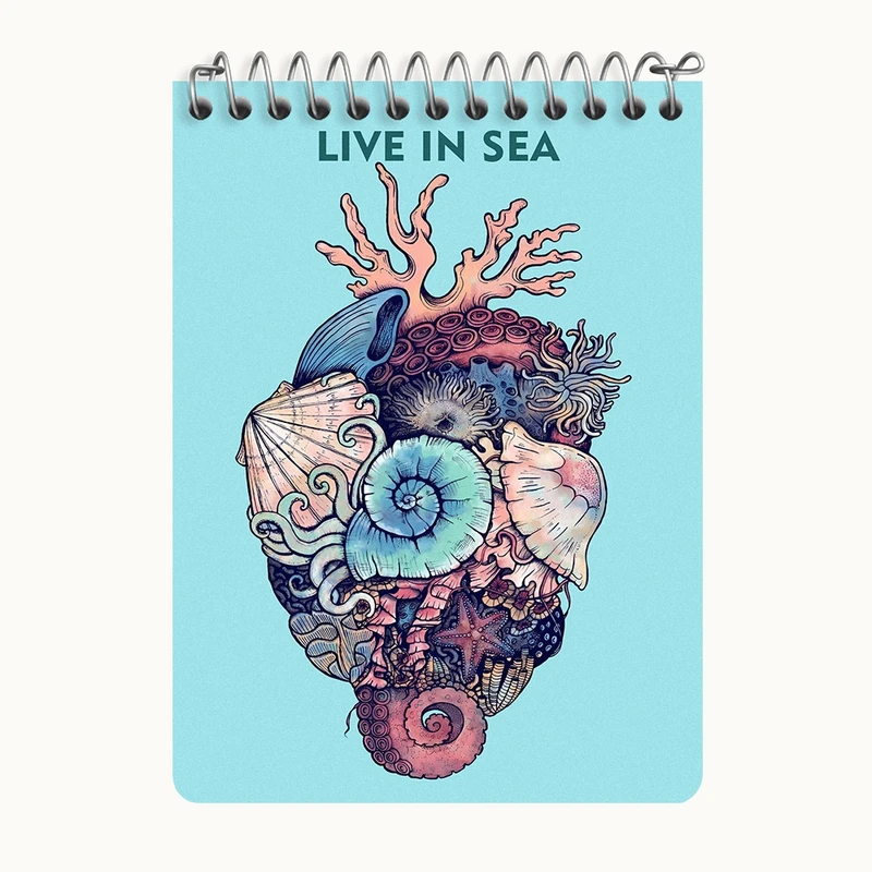 دفتر یادداشت 50 برگ خندالو طرح Live In Sea کد N6858
