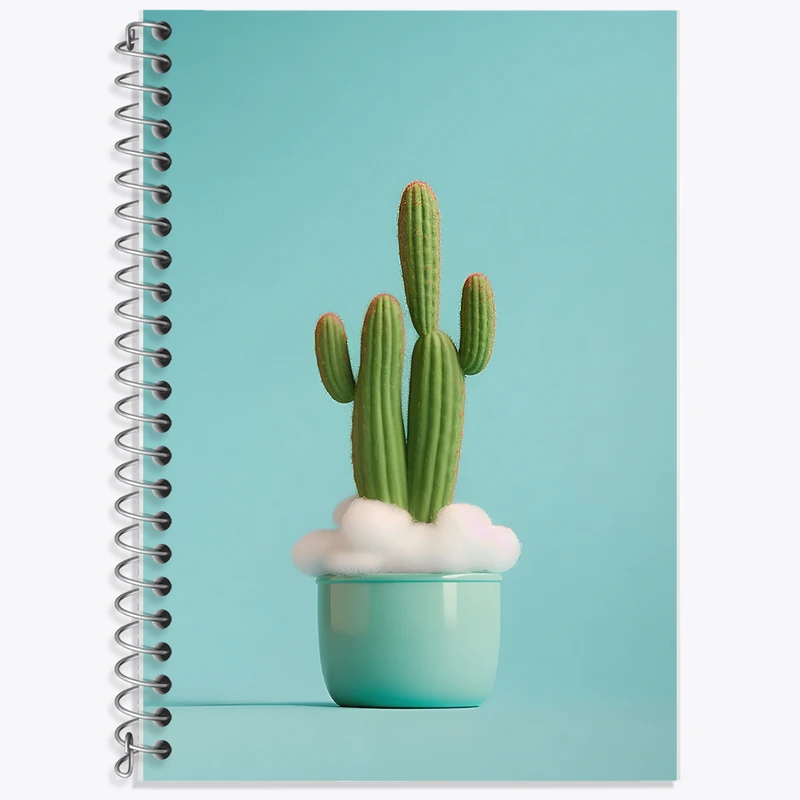 دفتر زبان 50 برگ خندالو مدل دو خط طرح گلدان کاکتوس کد F11191